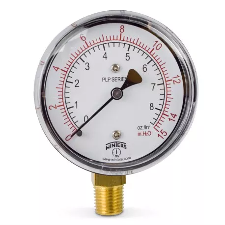 0-15″ Water(H2O)/oz Pressure Gauge, 2-1/2″ Dial, 1/4″ NPT