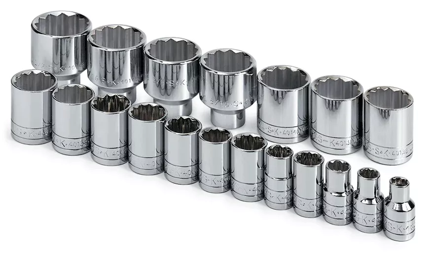 19 Piece 1/2″ Drive 12 Point Standard Fractional Socket Set (SK4121)