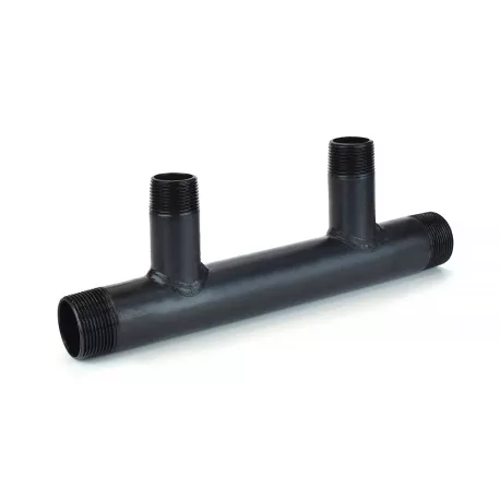 (2-Branch) Boiler Header Manifold for Zoning, Radiant & Baseboard Heat, 1-1/4″ NPT Trunk x 1″ NPT Outlets