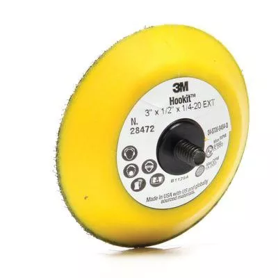 3M 28472 Hookit Disc Pad, 3 in Yellow Foam, Hook and Loop Attachment