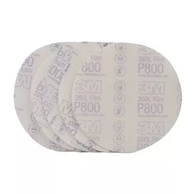 3M 3219 Sanding Disc 6 in White with Stikit PSA Adhesive, includes 3×600 grit and 2×800 grit discs