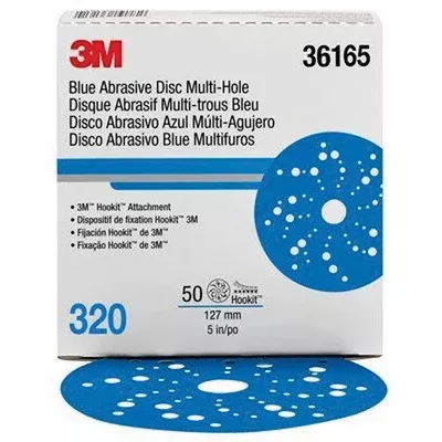 3M 321U Multi-Hole Abrasive Disc 5 in 320 Grit Blue Hook-and-Loop
