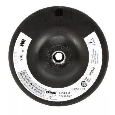 3M Disc Pad Holder 7493 3 in Dia 1/4 in Arbor Hook-and-Loop Black