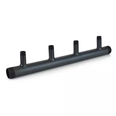 (4-Branch) Boiler Header Manifold for Zoning, Radiant & Baseboard Heat, 1-1/2″ NPT Trunk x 3/4″ NPT Outlets