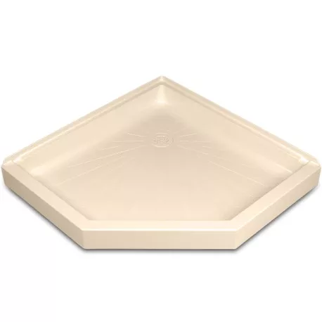 42" x 42" DuraBase Neo-Angle Shower Base, Corner Threshold, Bone