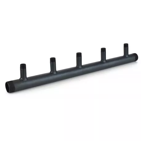 (5-Branch) Boiler Header Manifold for Zoning, Radiant & Baseboard Heat, 1-1/2″ NPT Trunk x 3/4″ NPT Outlets