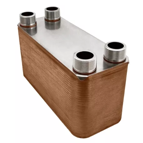 50-Plate, 5" x 12" Brazed Plate Heat Exchanger with 1-1/4" MNPT Ports