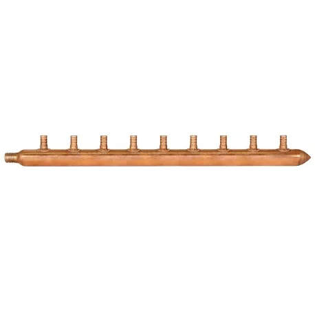9-port Copper Manifold with 1/2″ PEX branches, 3/4″ PEX x Closed