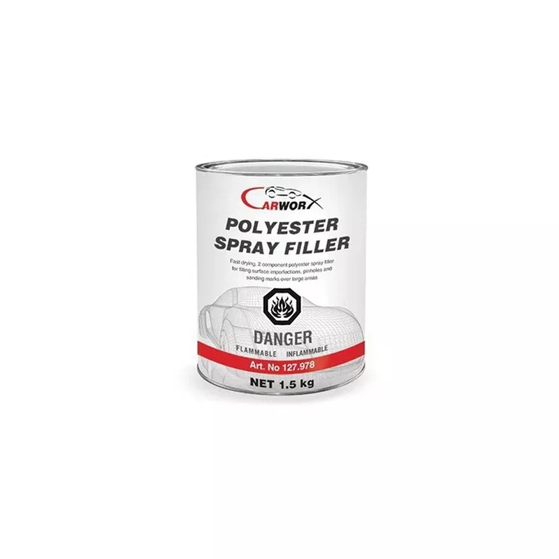 Carworx 127978 Spray Filler, Gray, 1 L – Two‑Component Polyester Filler for Large Repairs