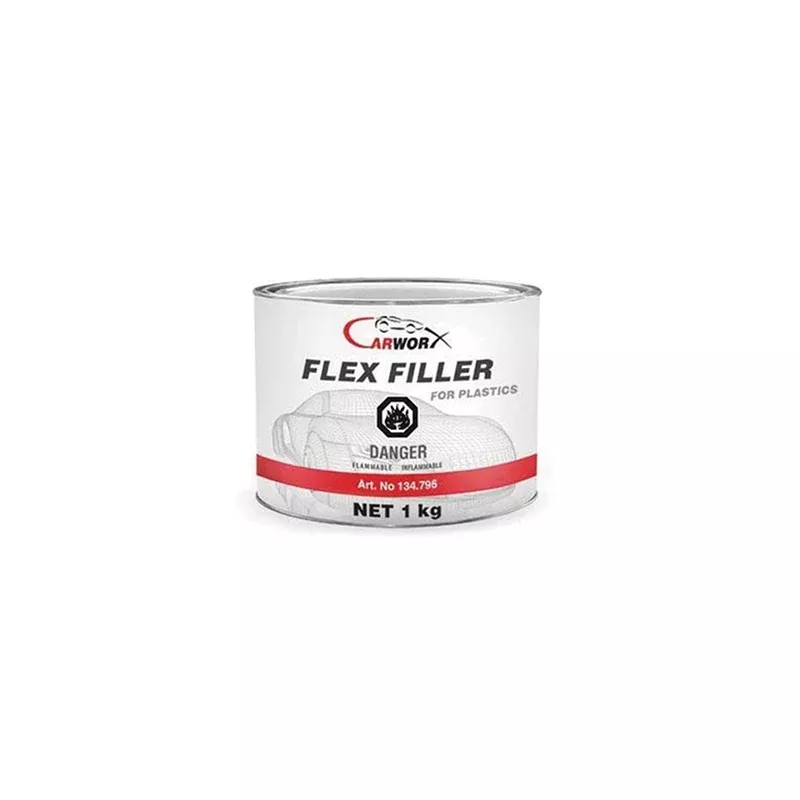 Carworx 134796 Flex Filler, Dark Gray, 1 kg Paste – Flexible Plastic Repair for Scratches