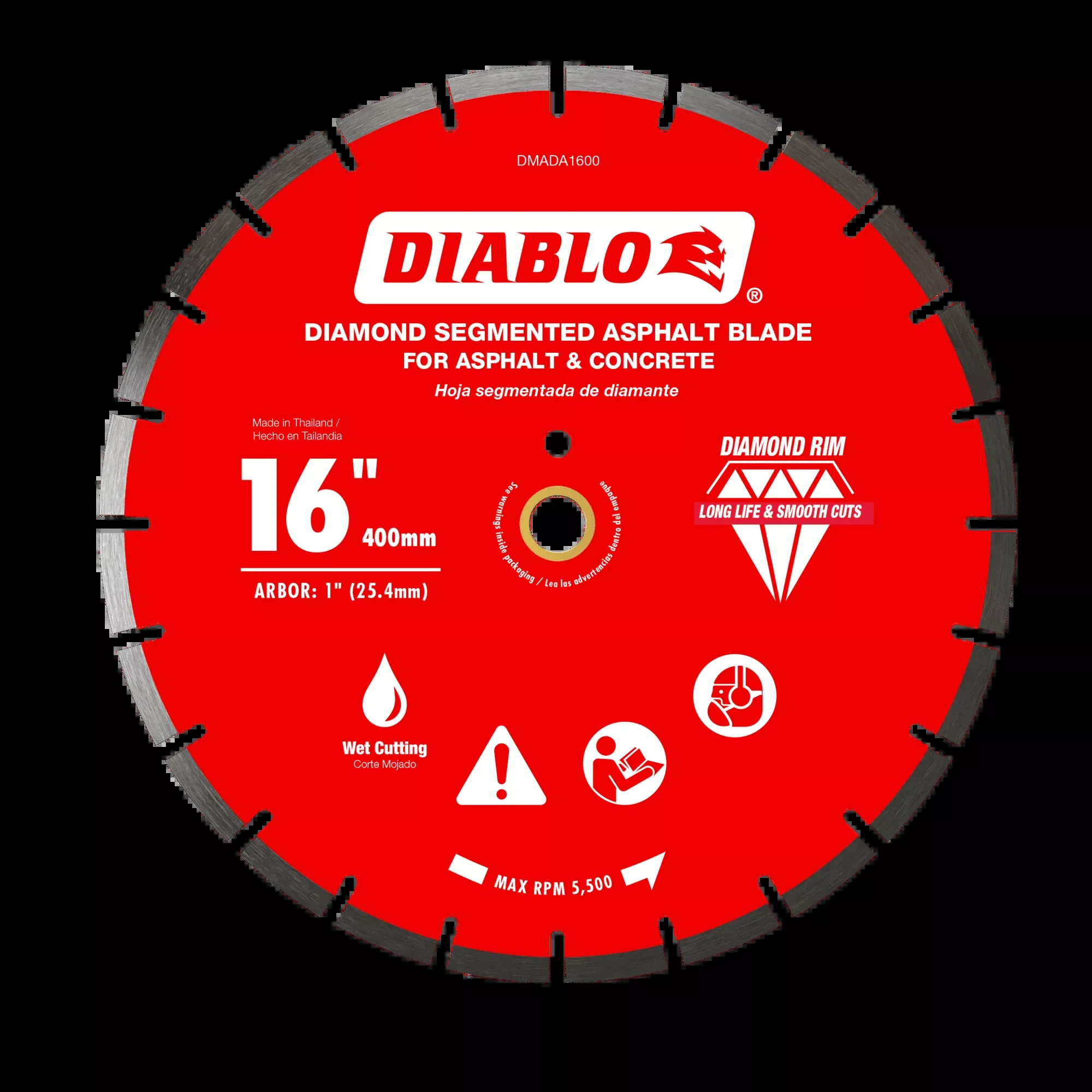 Diablo Tools DMADA1600 16″ Diamond Segmented Blade for Asphalt