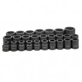 Grey Pneumatic 8126 m Impact Socket Set, ¾" drive, 12-point metric, 26-piece