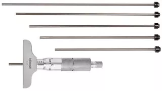 Mitutoyo Depth Micrometer Series 129, Range: 0-6" - 129-128