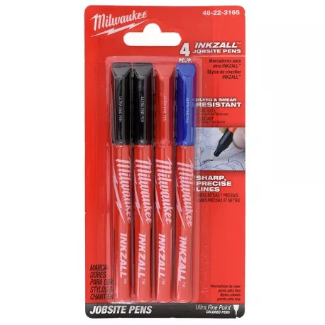 (Pack of 4) Ultra Fine Point Inkzall Jobsite Pens, Colored