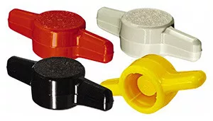 Press Fit Thumb Screw Knobs, Red Tee Knobs 100 Piece Set, M8 Screw Size, 38mm Head Dia - 99-739-5