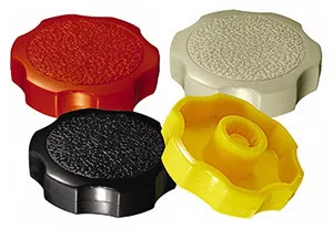 Press Fit Thumb Screw Knobs, Yellow Rosette Knobs 1000 Piece Set, M8 Screw Size, 38mm Head Dia - 99-435-0