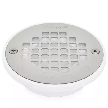 Ultra-Low Profile PVC Floor Drain w/ Round St. Steel Strainer, 2″ Hub x 3″ Inside Fit